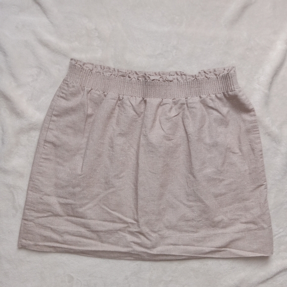 J. Crew Dresses & Skirts - J Crew Sparkly Cream & Gold Elastic Waist Linen Blend Mini Skirt size 12